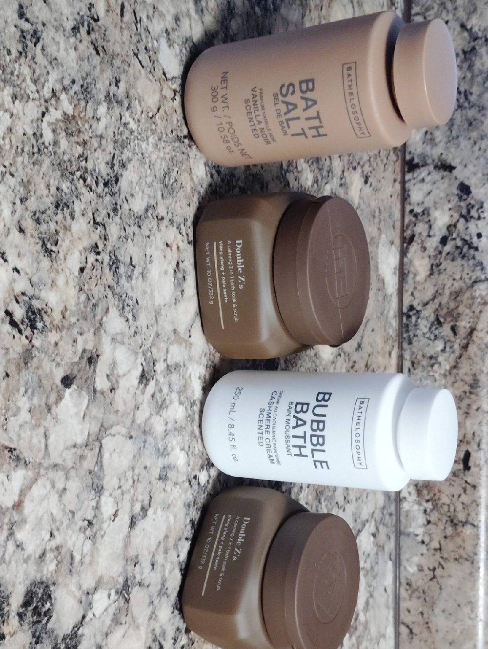 Bath & Body Spa Set - Neutral Cream + Brown Bottles Basketball Bubble Bath Scrub